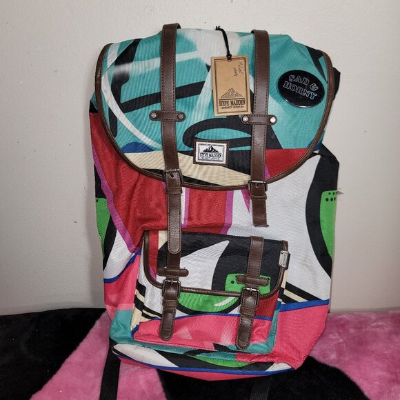 Steve Madden Multicolored Large Drawstring Backpack - Picture 1 of 7